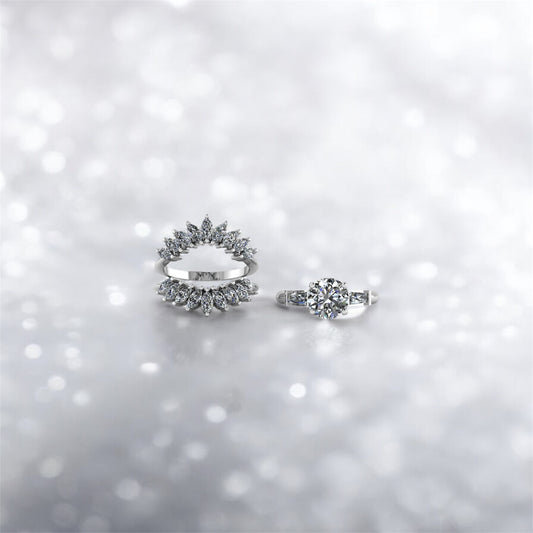 The Satnin Marquise 2-Piece Set | Solitaire Ring & Marquise Wrap