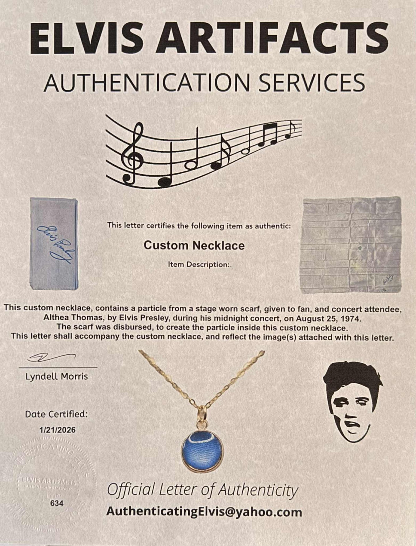 Concert Scarf Keepsake Pendant | Ready to Ship