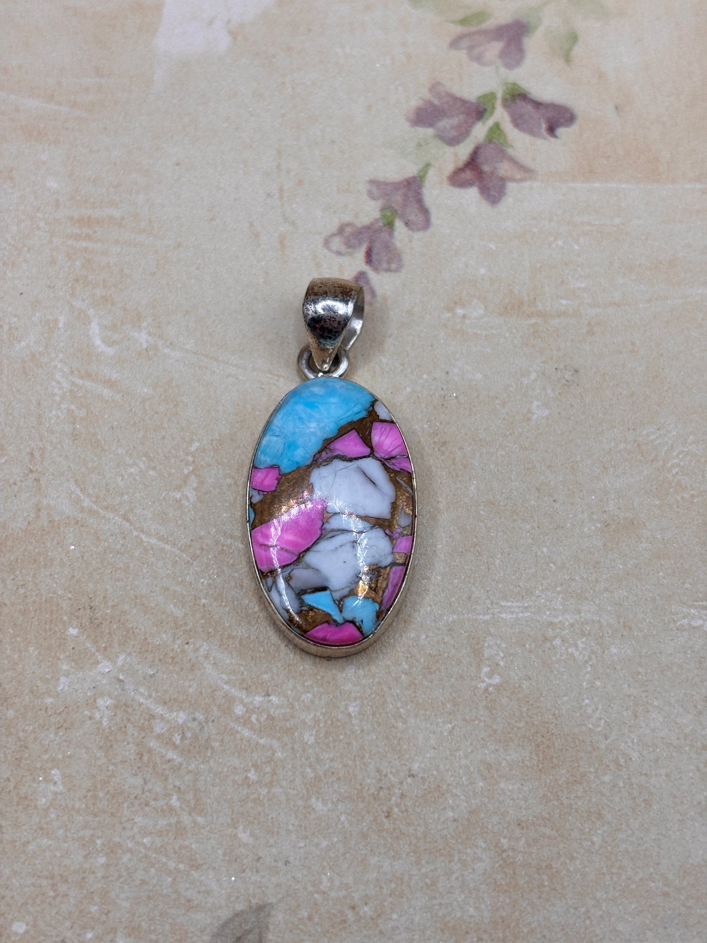 Ready to Ship Cotton Candy Turquoise Pendant
