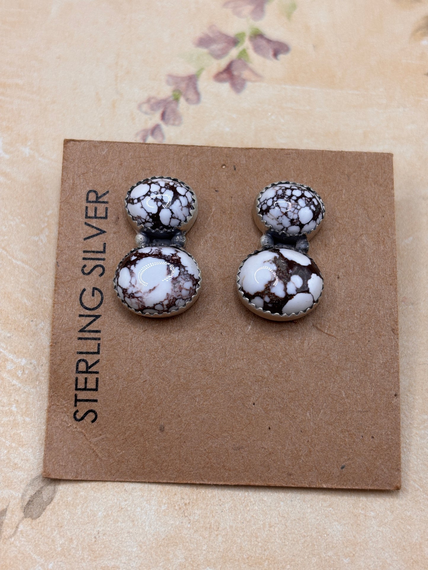 Ready to Ship Buffalo Turquoise Double Drop Study Earrings
