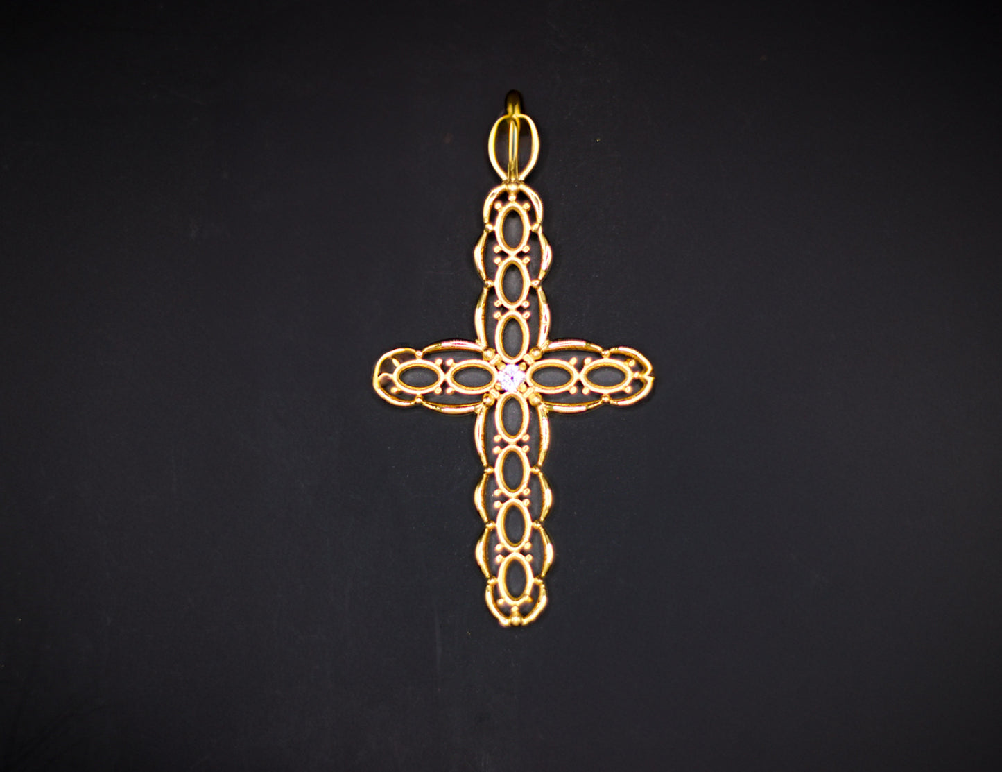 Men’s Heirloom Jeweled Cross Pendant
11-Bezel Historical Inclusion Design