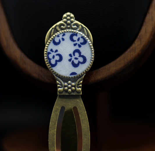 Antique Bronze Bookmark with Authenticated Historical Fabric Inclusion