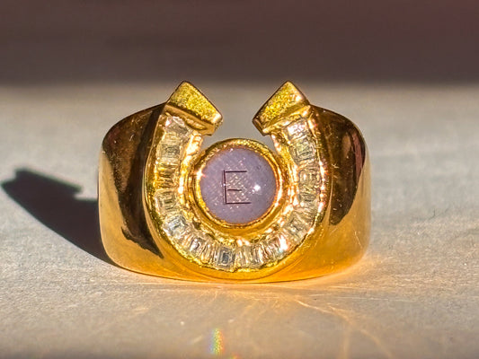 Women's Rising Sun Horseshoe Ring-Signature Bezel Edition