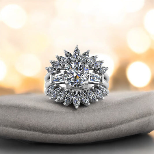 The Satnin Marquise 2-Piece Set | Solitaire Ring & Marquise Wrap