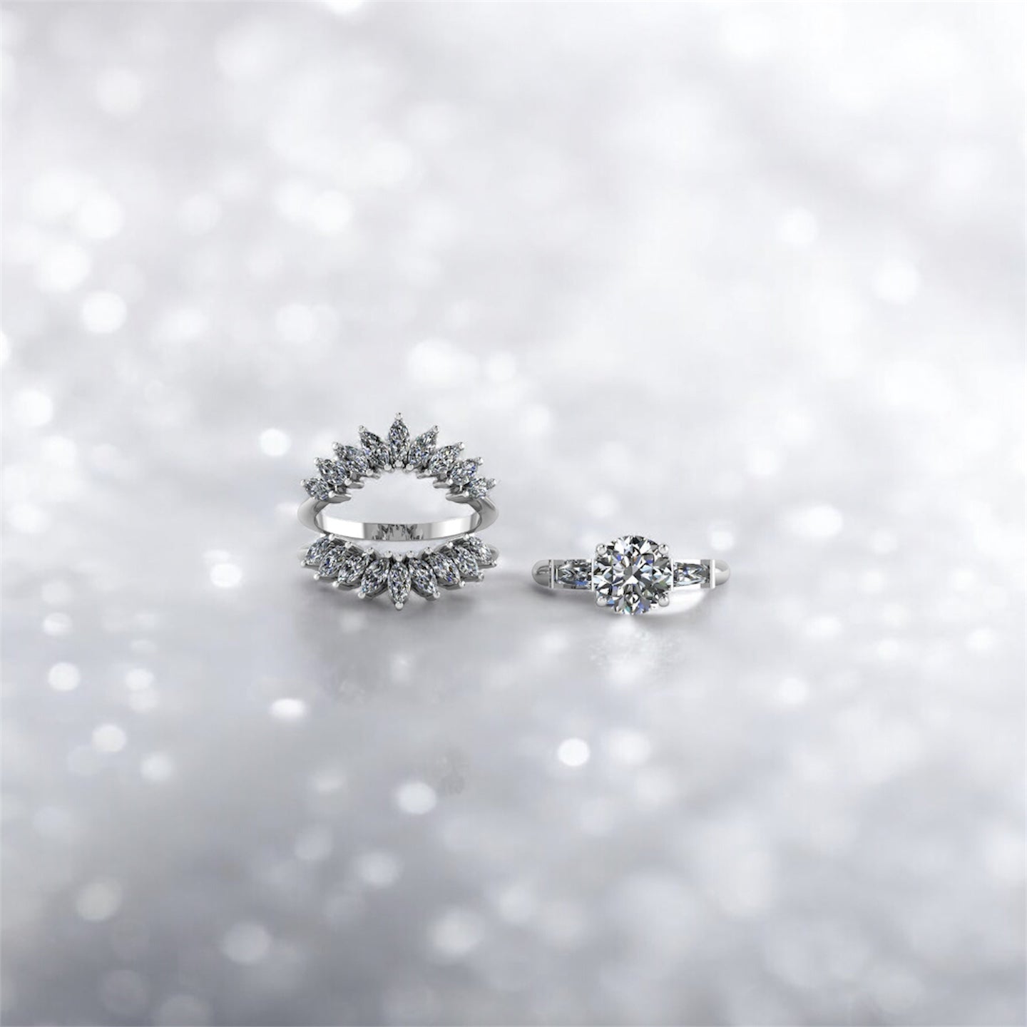 The Satnin Marquise 2-Piece Set | Solitaire Ring & Marquise Wrap