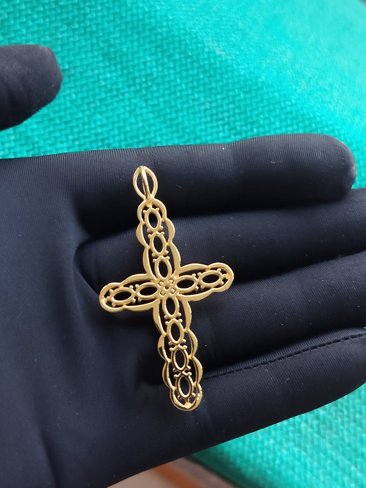 Men’s Heirloom Jeweled Cross Pendant
11-Bezel Historical Inclusion Design