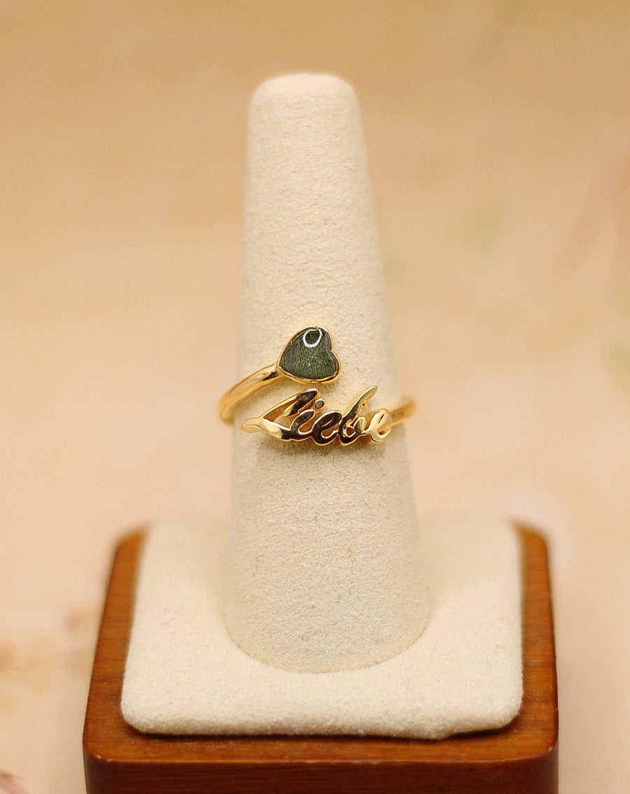 Custom Memorial Script Name Ring With Heart Accent