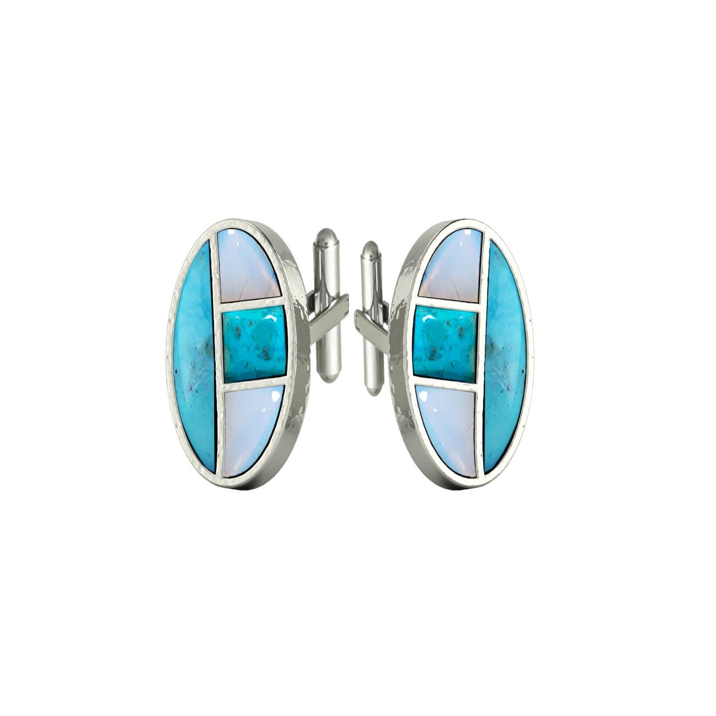 Sky & Stone Cufflinks | Kingman Turquoise & Opalite Cufflinks