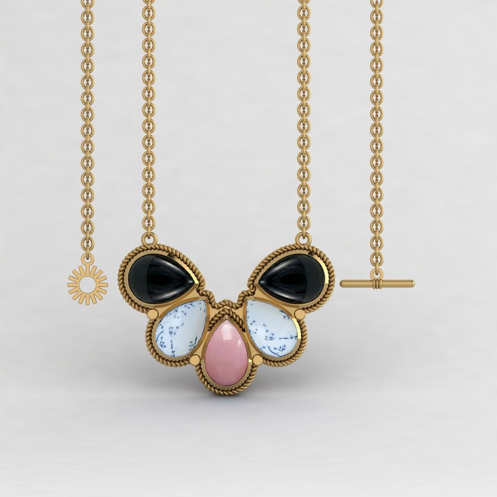 Midnight Floral Rehearsal Toggle Style Pendant Necklace