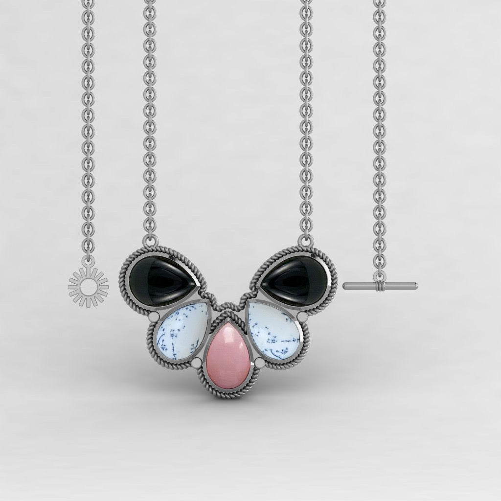 Midnight Floral Rehearsal Toggle Style Pendant Necklace