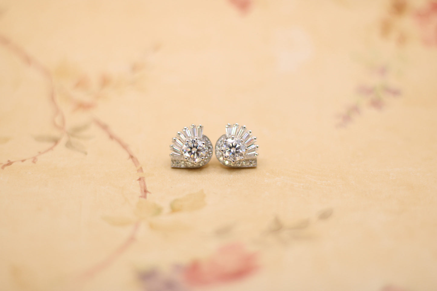 The Satnin Moissanite Stud Earrings | Vintage-Inspired Vermeil Stud Earrings