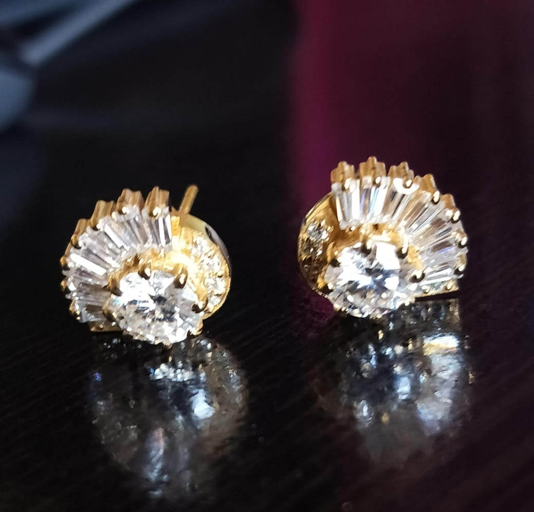 The Satnin Moissanite Stud Earrings | Vintage-Inspired Vermeil Stud Earrings