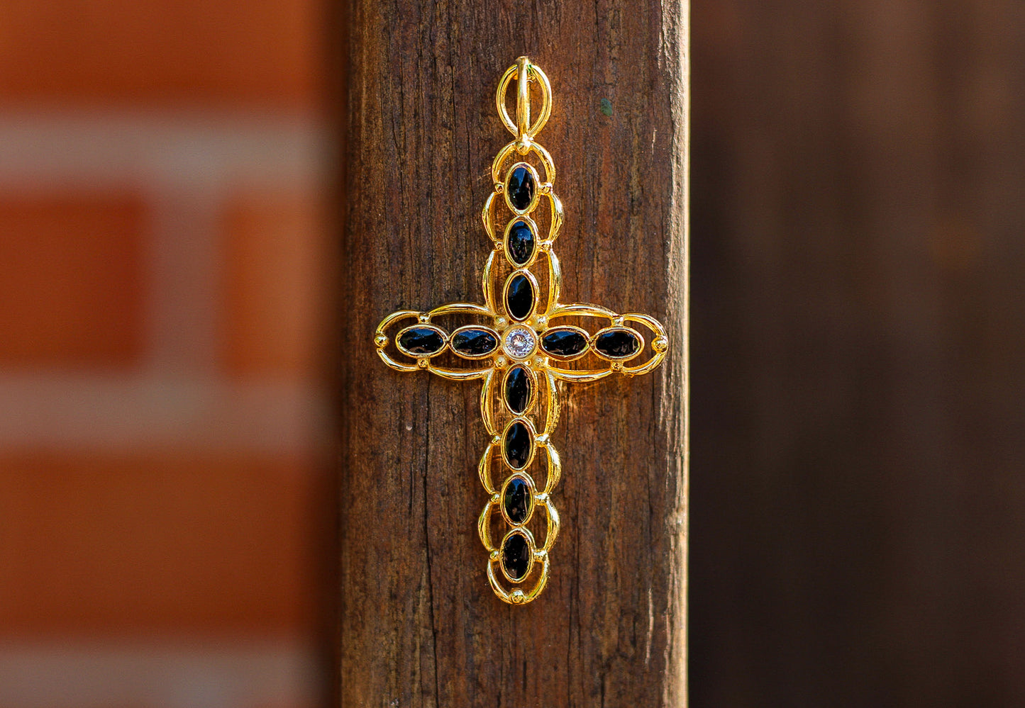 Men’s Heirloom Jeweled Cross Pendant
11-Bezel Historical Inclusion Design