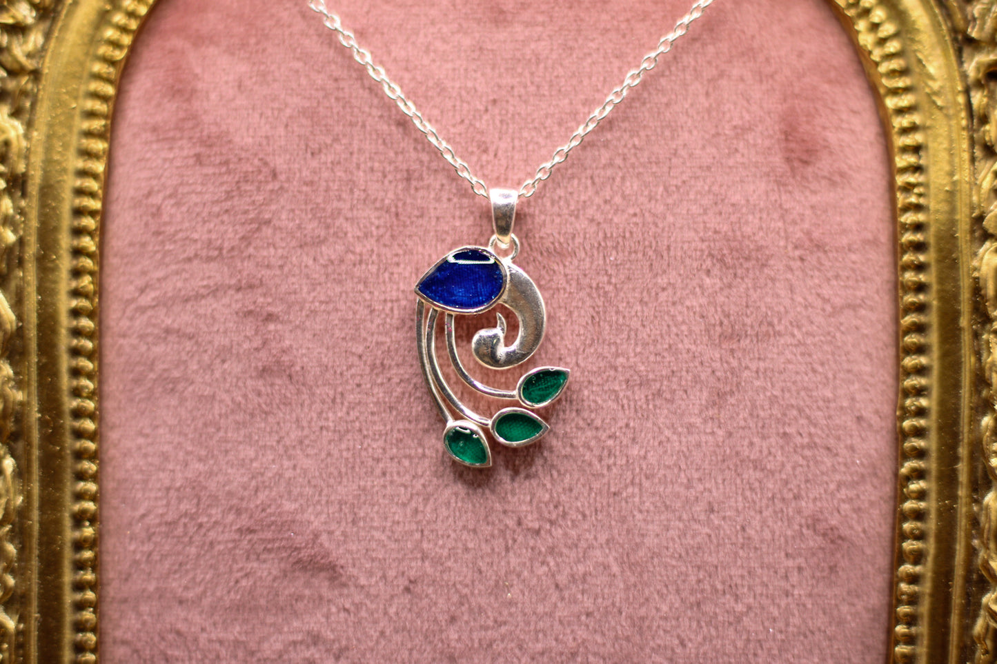 The Peacock Pendant | Historical Material Inclusion Necklace
