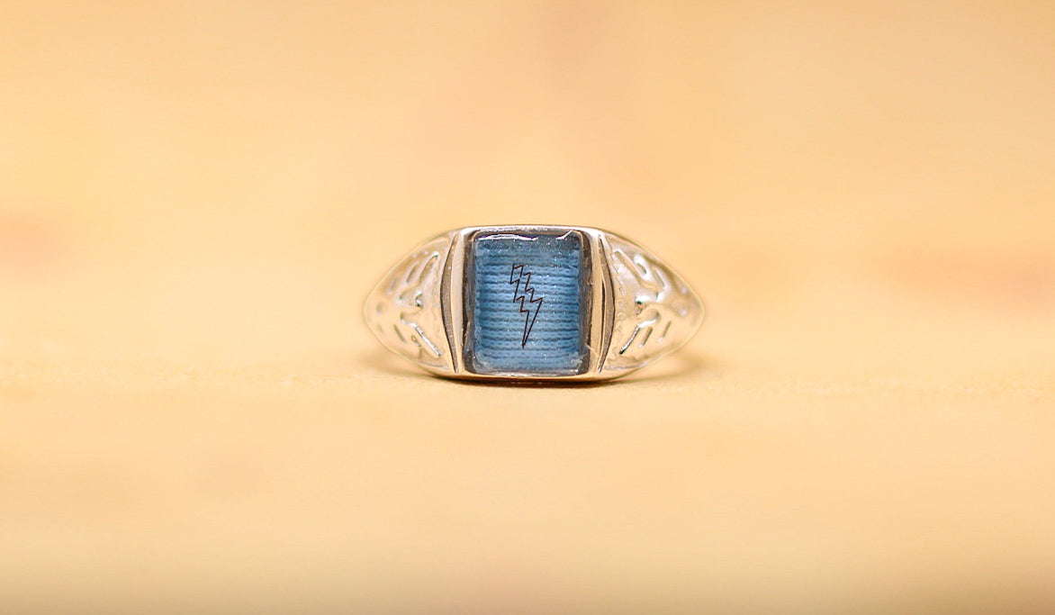 Women’s Thunderbird Keepsake Ring | Custom Inclusion Ring