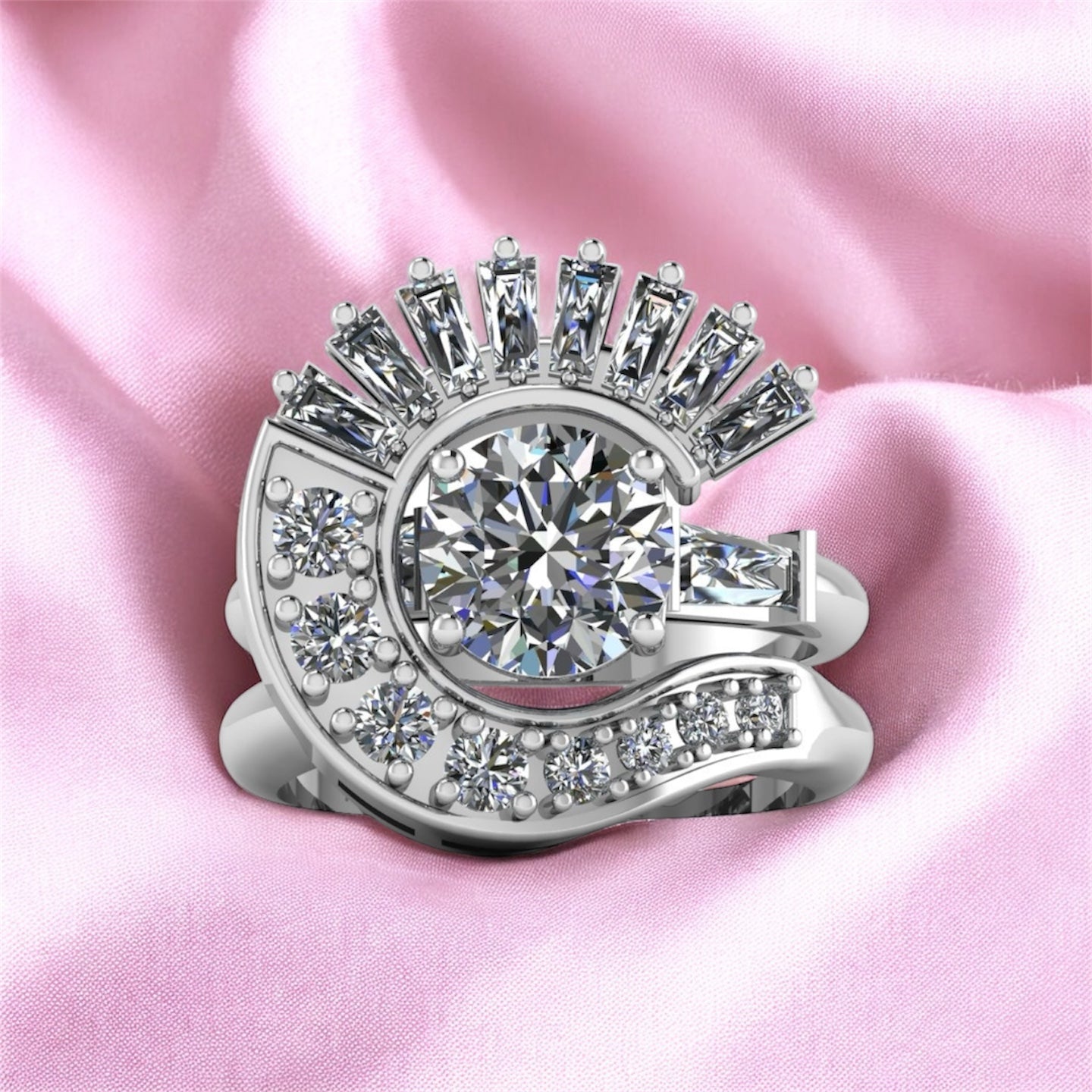 The Satnin C-Fan 2-Piece Set | Solitaire Ring & C-Shaped Fan Wrap