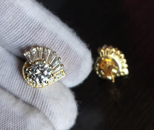 The Satnin Moissanite Stud Earrings | Vintage-Inspired Vermeil Stud Earrings