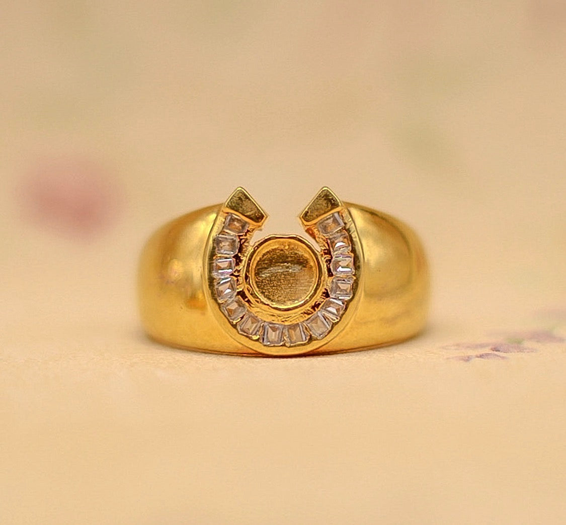 Ready to Ship Rising Sun Horseshoe Ring-Signature Bezel Edition