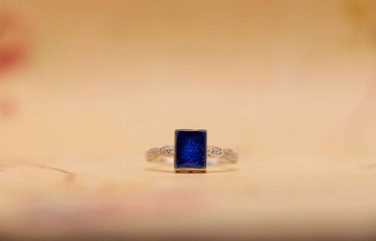 Women’s Small Rectangle Keepsake Ring | Custom Fabric Inclusion Ring