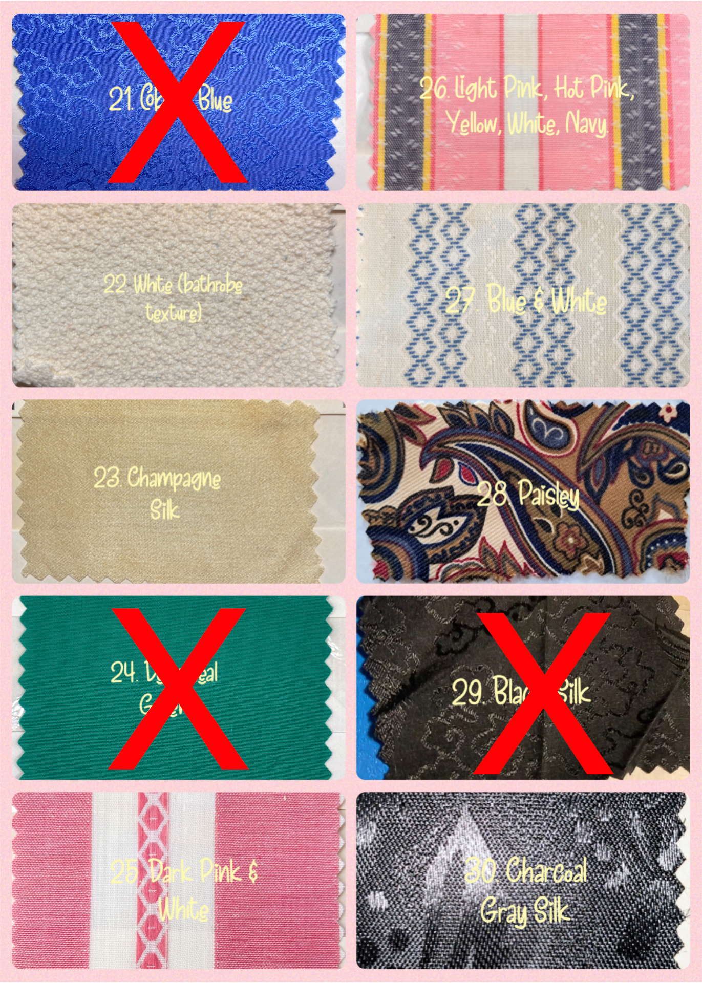 Authenticated Clothing Swatch Options