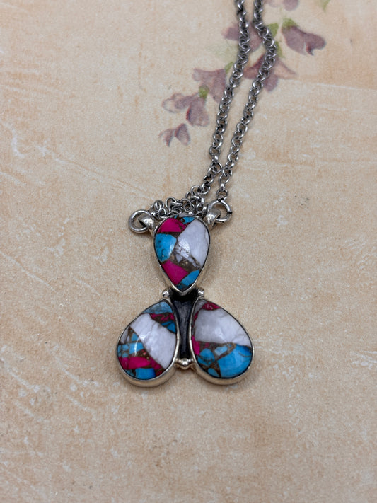 Ready to Ship Multistone Inlay Pendant Necklace