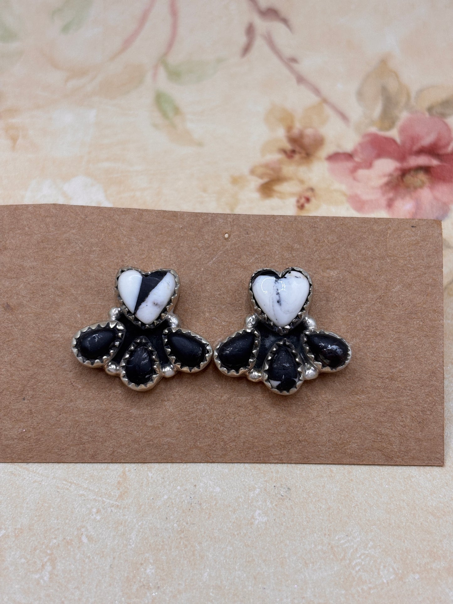 Ready to Ship Heart Stone Stud Earrings