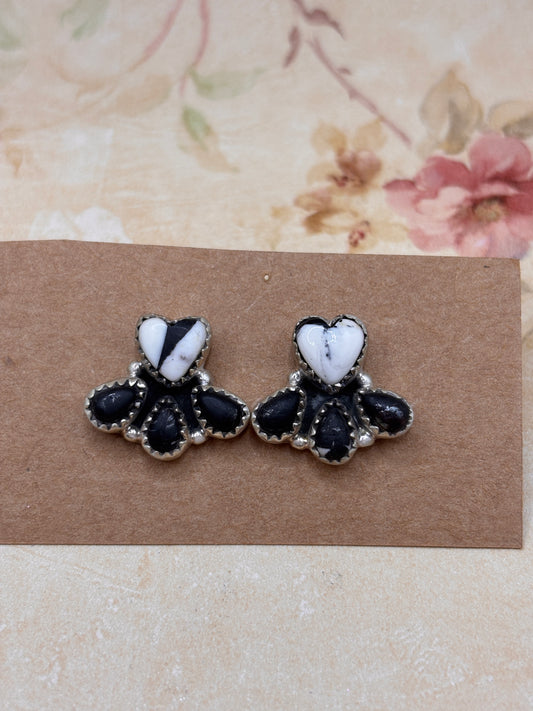 Ready to Ship Heart Stone Stud Earrings