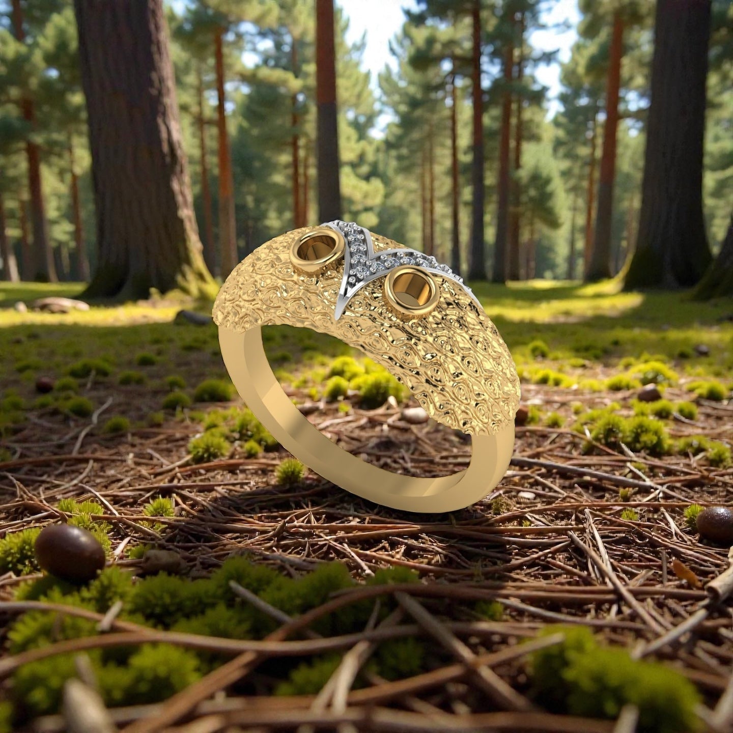 The Midnight Owl Ring | Ladies Double Bezel Ring