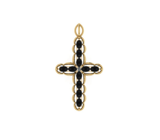 Black Onyx Jeweled Cross | History-Inspired Statement Pendant