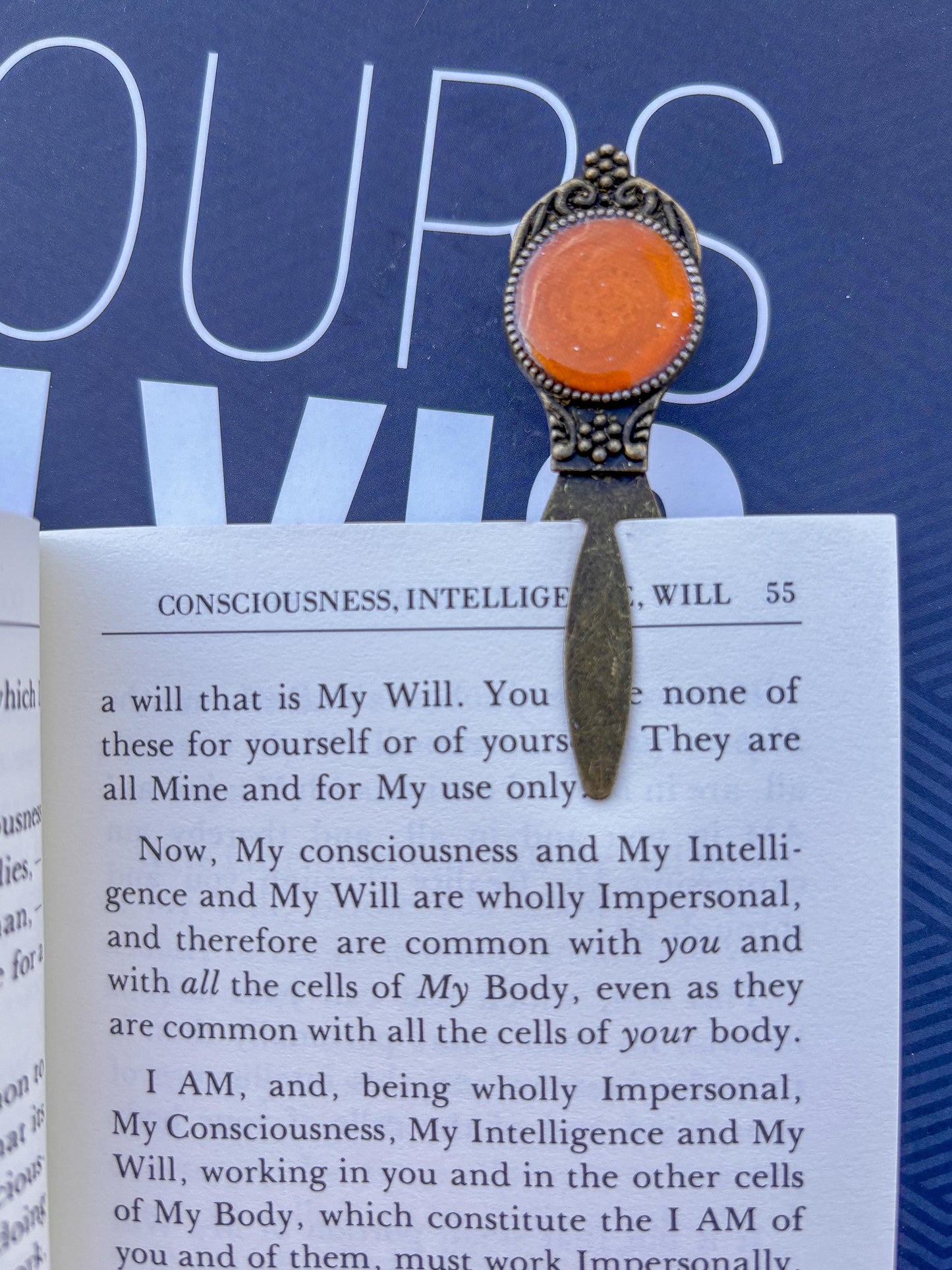 Antique Bronze Bookmark with Authenticated Historical Fabric Inclusion