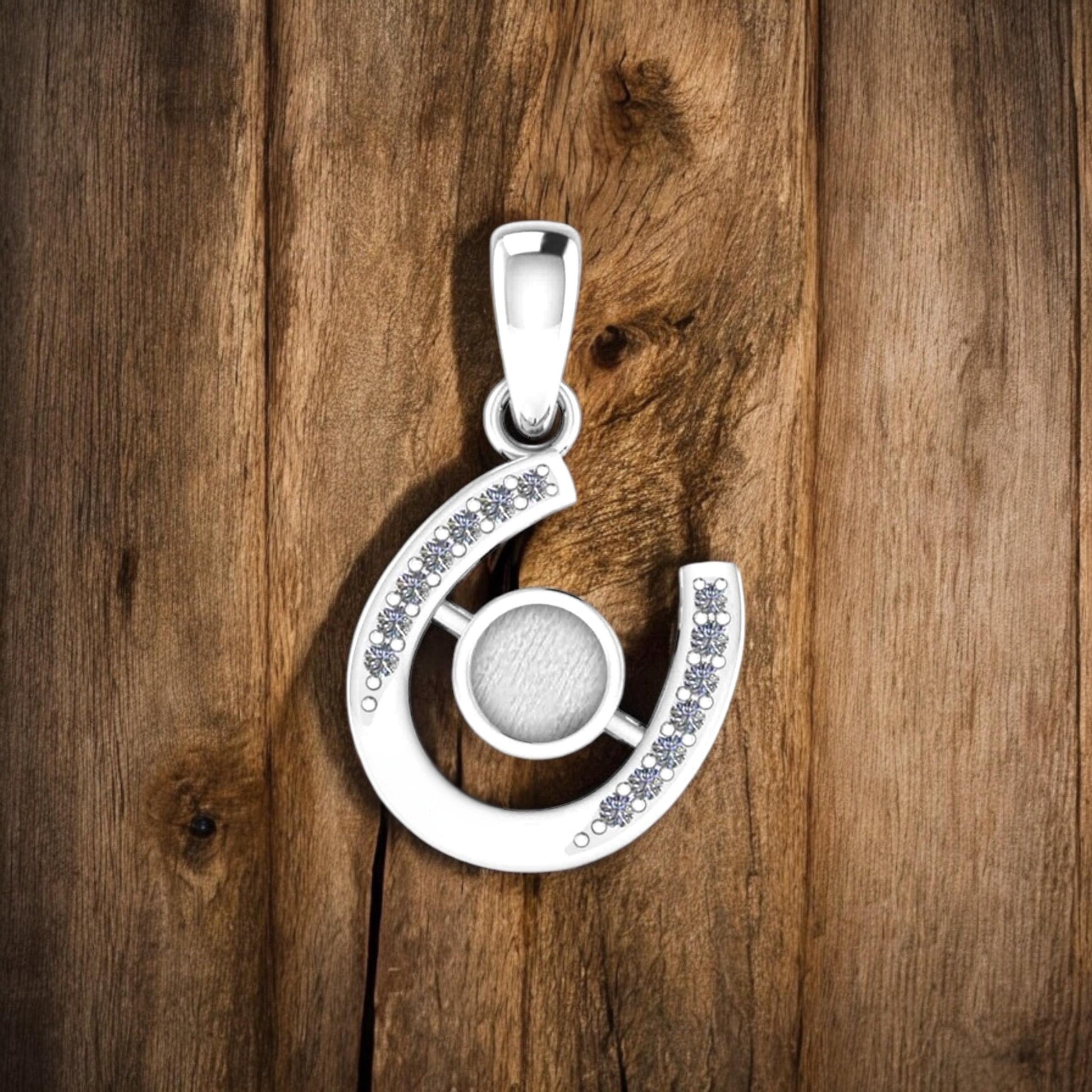 Horseshoe Memorial Necklace for Ashes, Hair, Fabric, Breastmilk